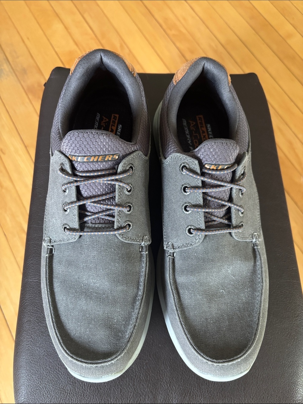 Skechers Men’s Dark Gray Canvas Slip-On Style Loafers